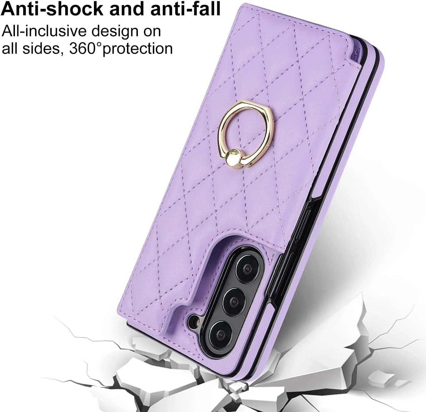 [With Card Slot] Samsung Galaxy Z Fold6 (SM-F956) - Diamond Pattern Folding Ring Wallet Series Case - Image 11