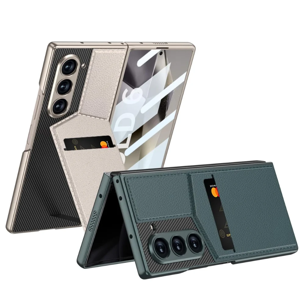 [With Card Slot] Samsung Galaxy Z Fold6 (SM-F956) - Shell-membrane Integrated Magnetic Card Holder Stand Case - Image 8