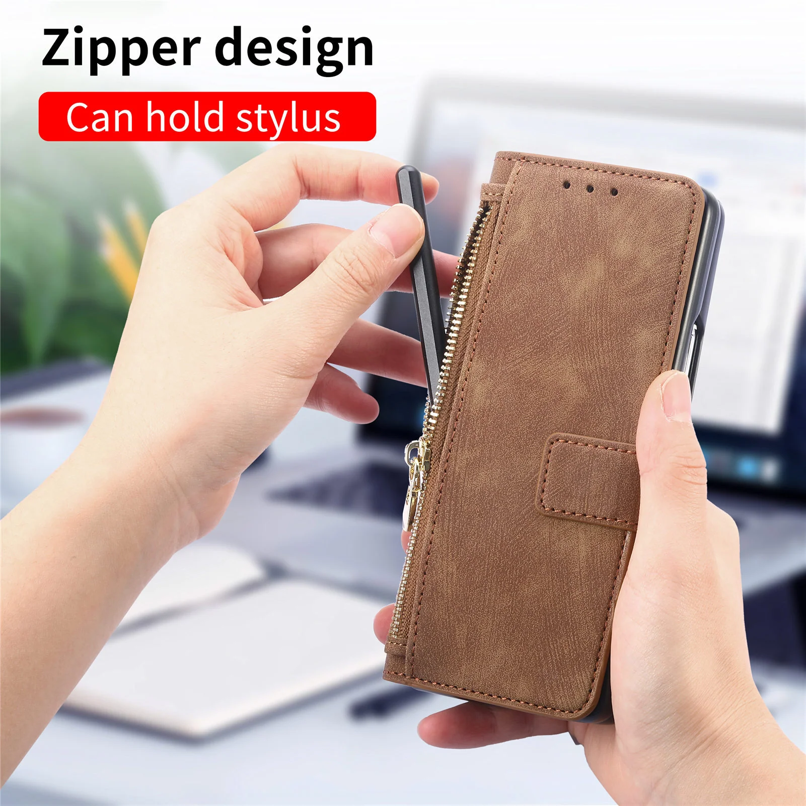 [With Card Slot] Samsung Galaxy Z Fold7 - Multi-functional Leather Wallet Case With Magnetic Flip Cover - Image 8