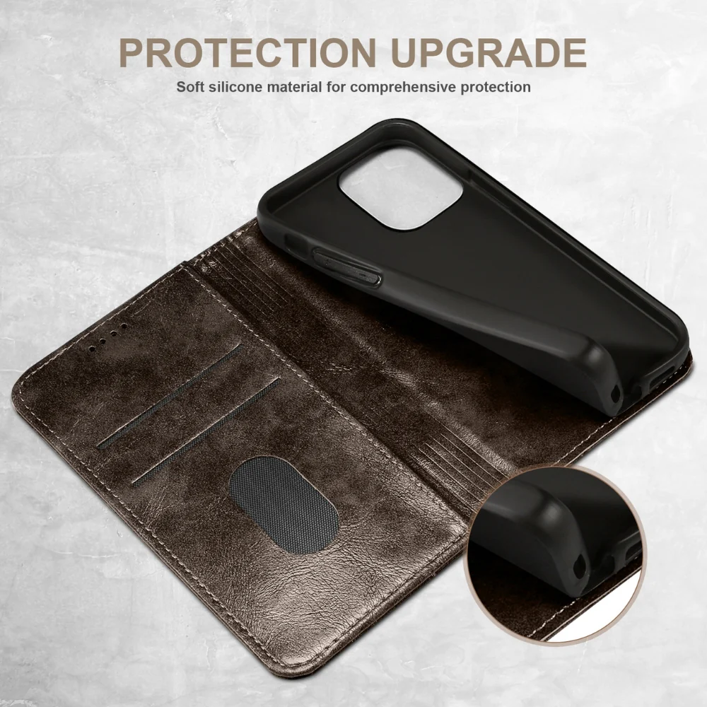 [With Card Slot] Apple iPhone 16e/16/Plus/Pro/Max - PU Leather Flip Wallet Stand Series Case - Image 12