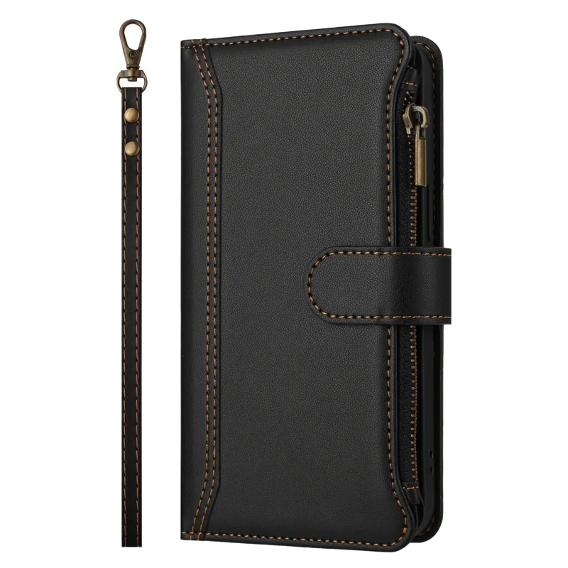 [With Card Slot] VIVO V50 5G - Multifunctional Flip Phone Case With Magnetic Closure & Wrist Strap