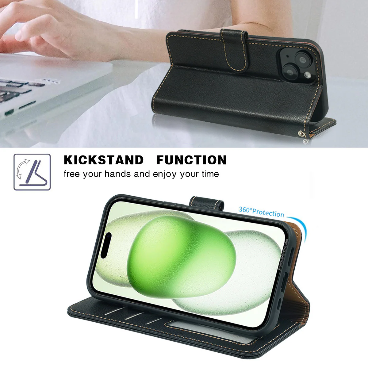 [With Card Slot] Vivo Y18 & Y18e 4G - Business PU Leather Flip Cover Shockproof Case - Image 10