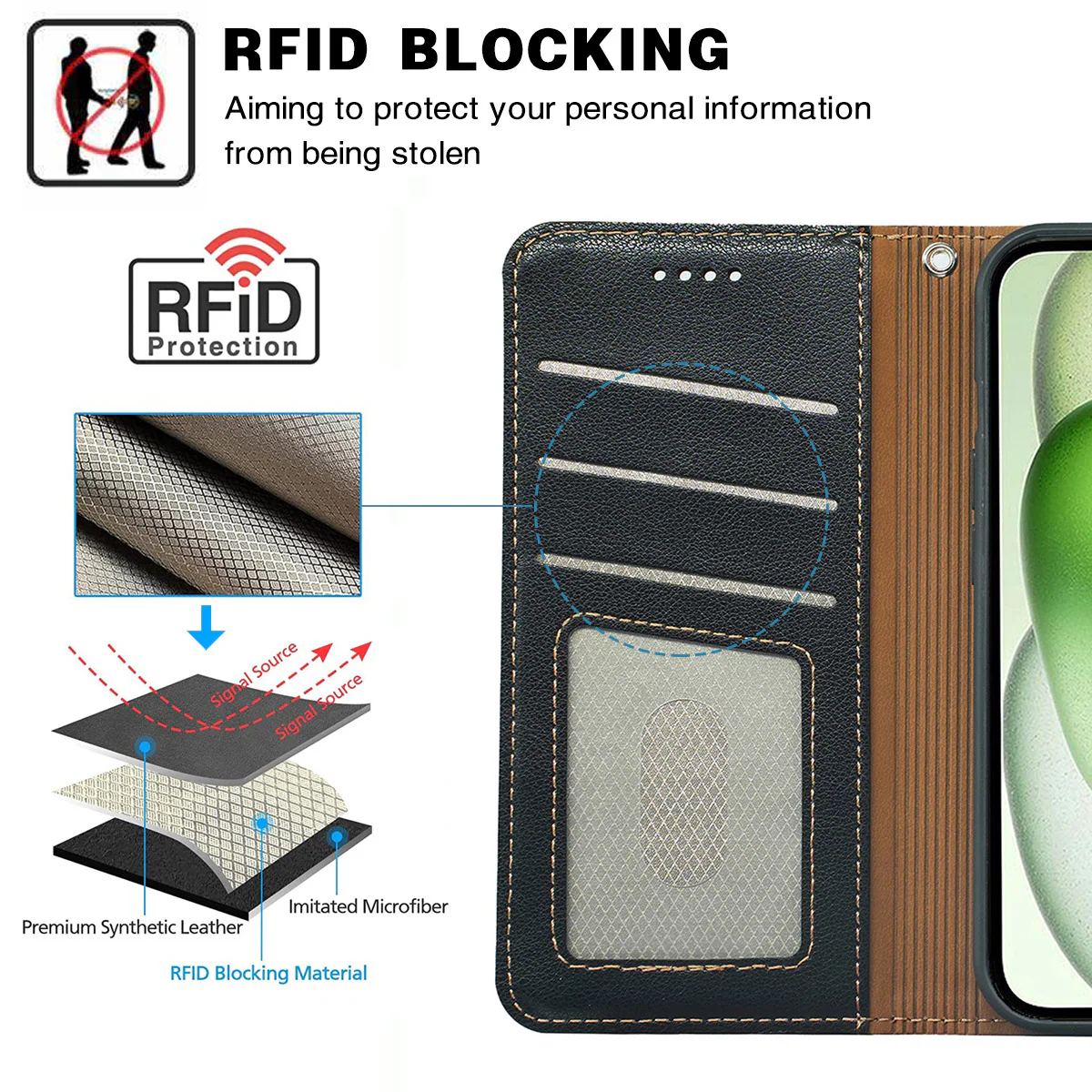 [With Card Slot] Vivo Y18 & Y18e 4G - Business PU Leather Flip Cover Shockproof Case - Image 9
