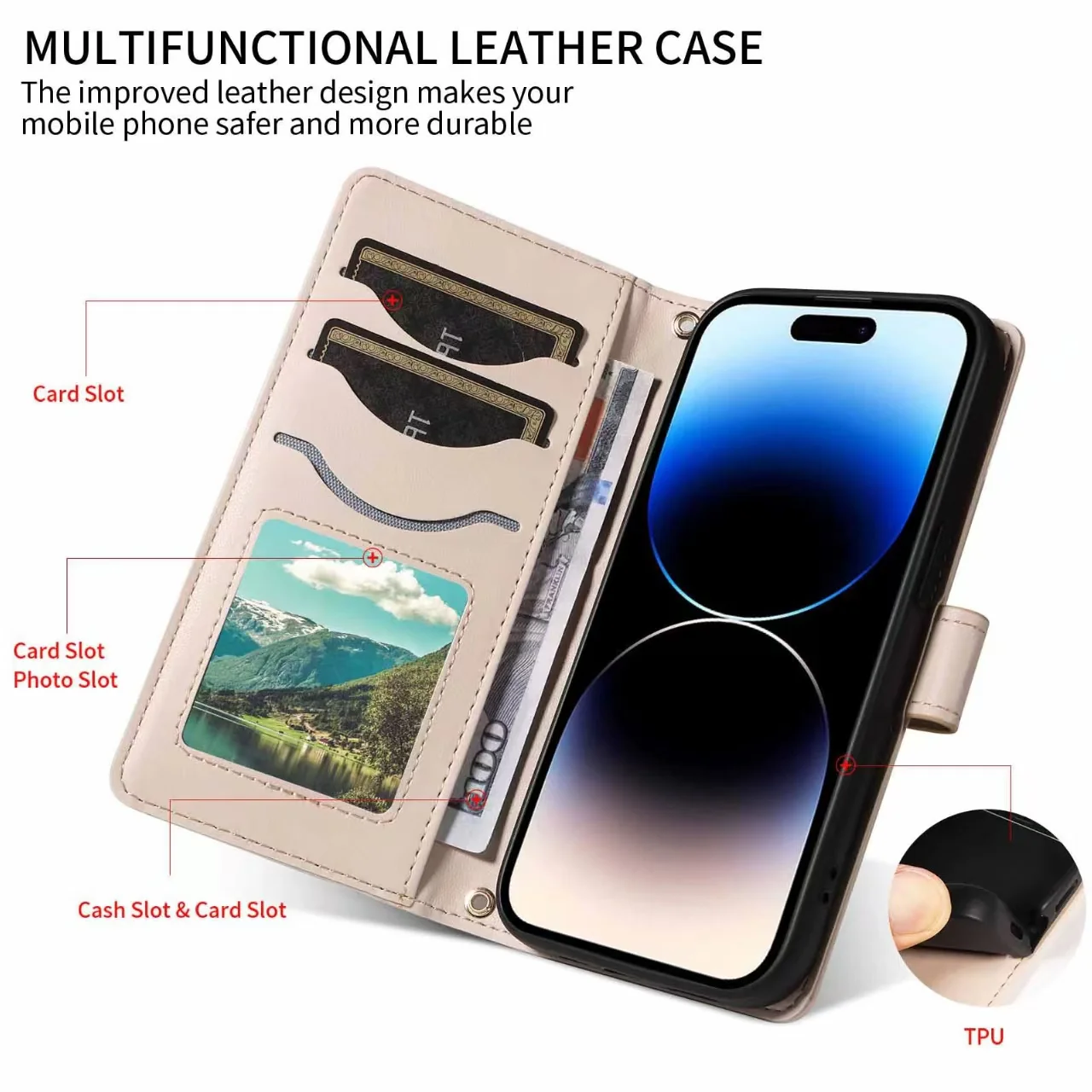 [With Card Slot][With Short Lanyard] Motorola Moto E32/S Minimalist Leather Wallet Series Case - Image 21