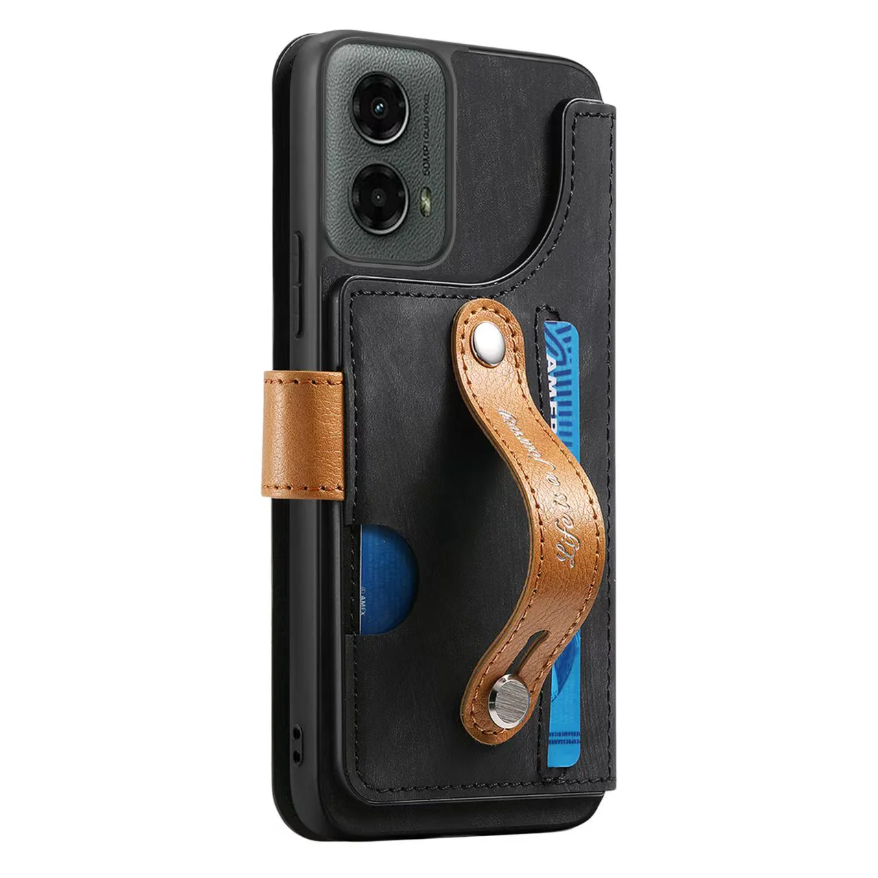 [With Card Slot][With Wrist Wrap] Motorola Moto E20 Leather Shockproof Wallet Series Case - Image 7