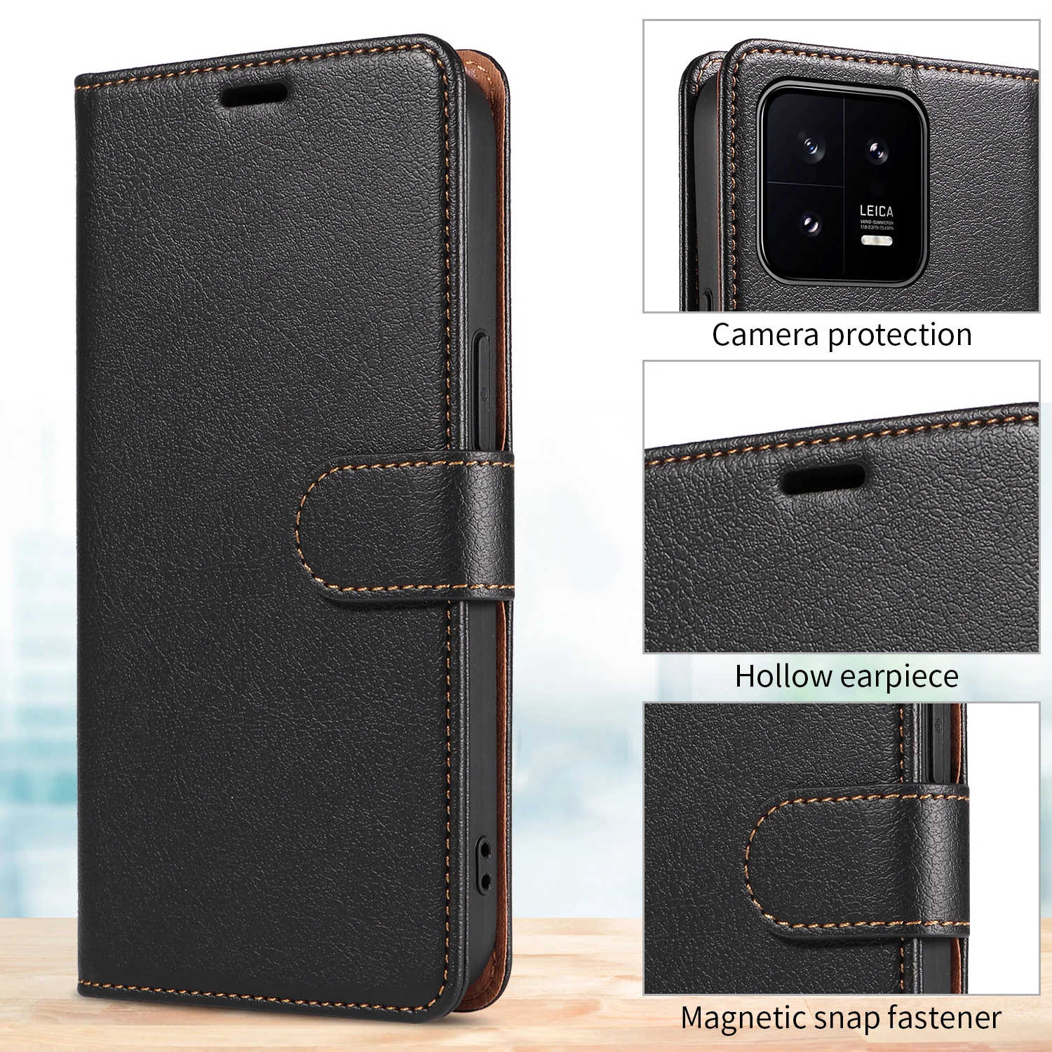 [With Card Slot] Xiaomi Mi 14/T/Pro/T Pro Premium Leather Kickstand Shockproof Wallet Series Case - Image 6
