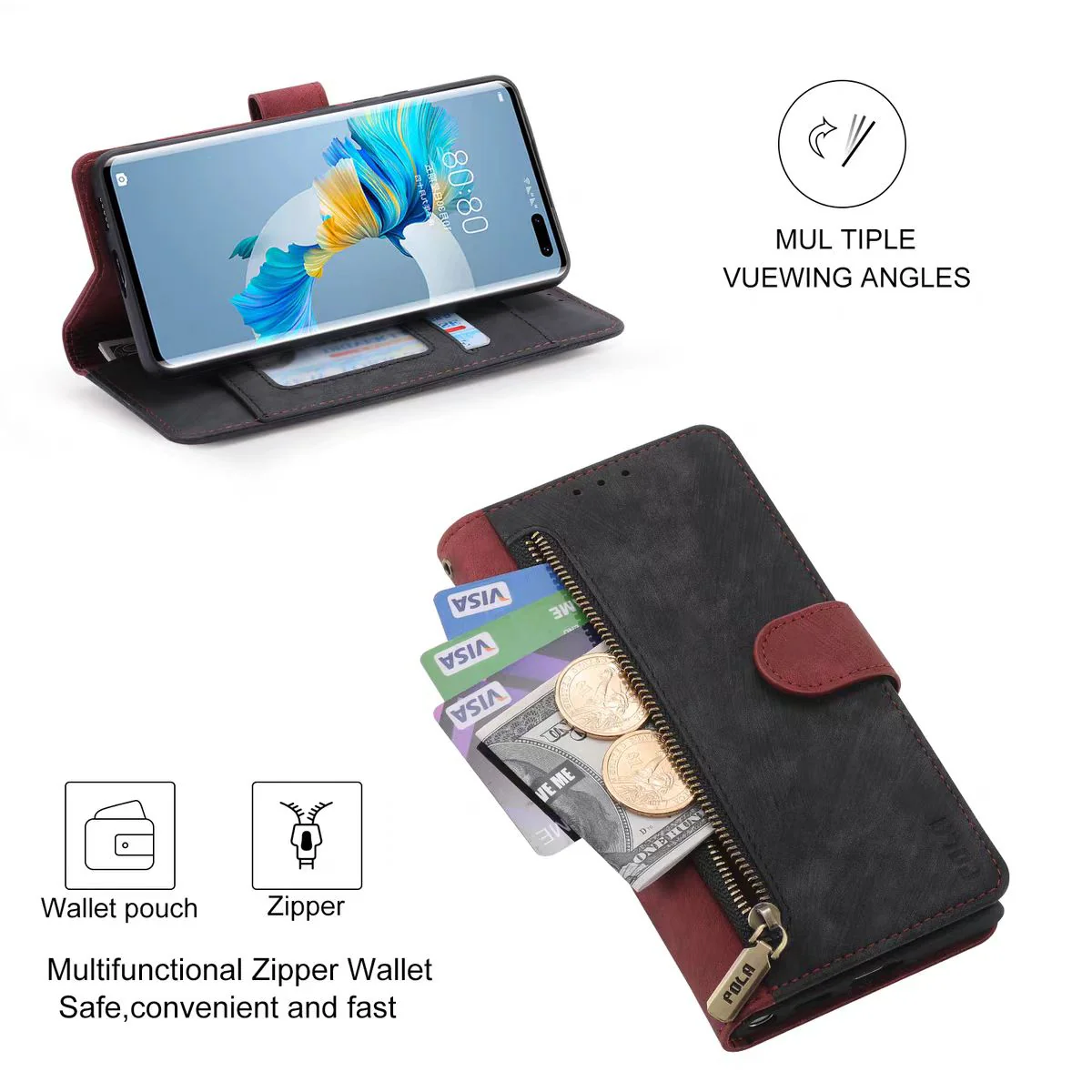 [With Card Solt] Huawei Mate 30/30 5G/E Pro/E Pro 5G/Pro 5G Full-coverage Leather Shockproof Wallet Series Case - Image 7