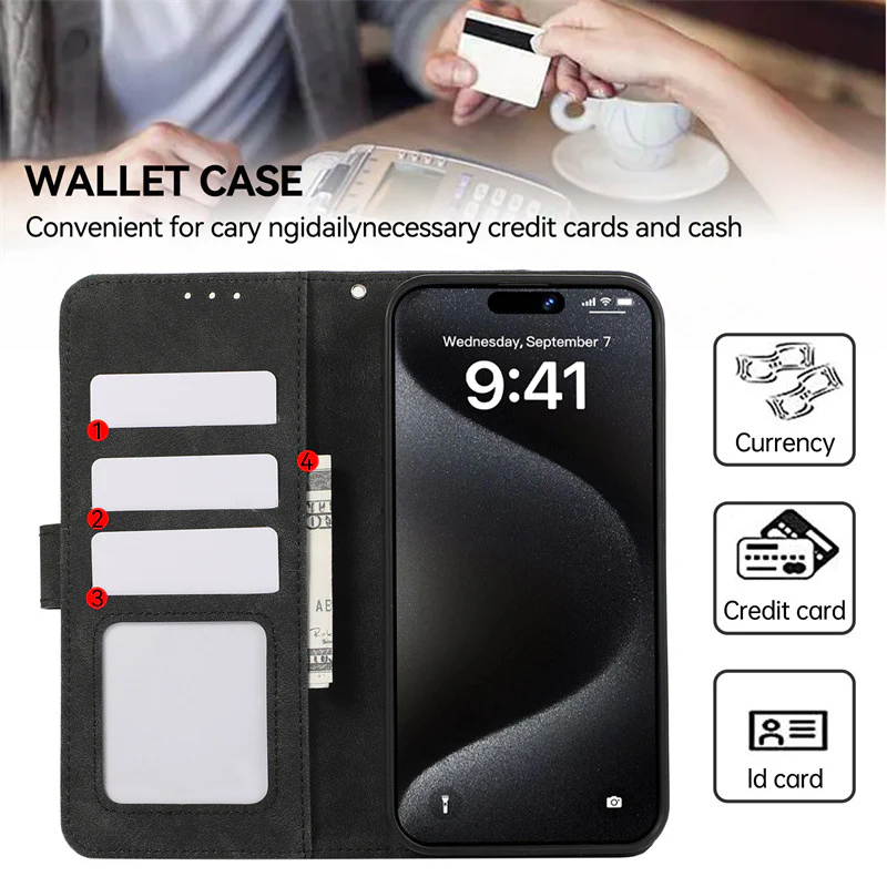 [With Card Solt] Motorola Moto G85 Color-block Leather Flip Phone Wallet Series Case - Image 5