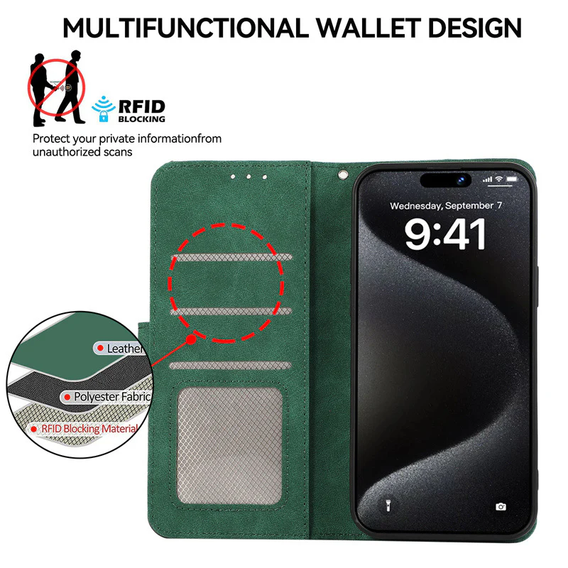 [With Card Solt] Motorola Moto G85 Color-block Leather Flip Phone Wallet Series Case - Image 7