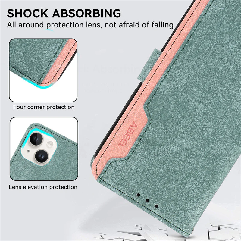 [With Card Solt] Motorola Moto G85 Color-block Leather Flip Phone Wallet Series Case - Image 8