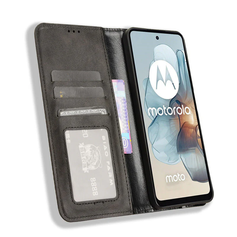 [With Card Solt] Motorola Moto G45 - PU Leather Material with Card Slots Cats Wallet Case With 2PC Tempered Glass Screen Protector - Image 2