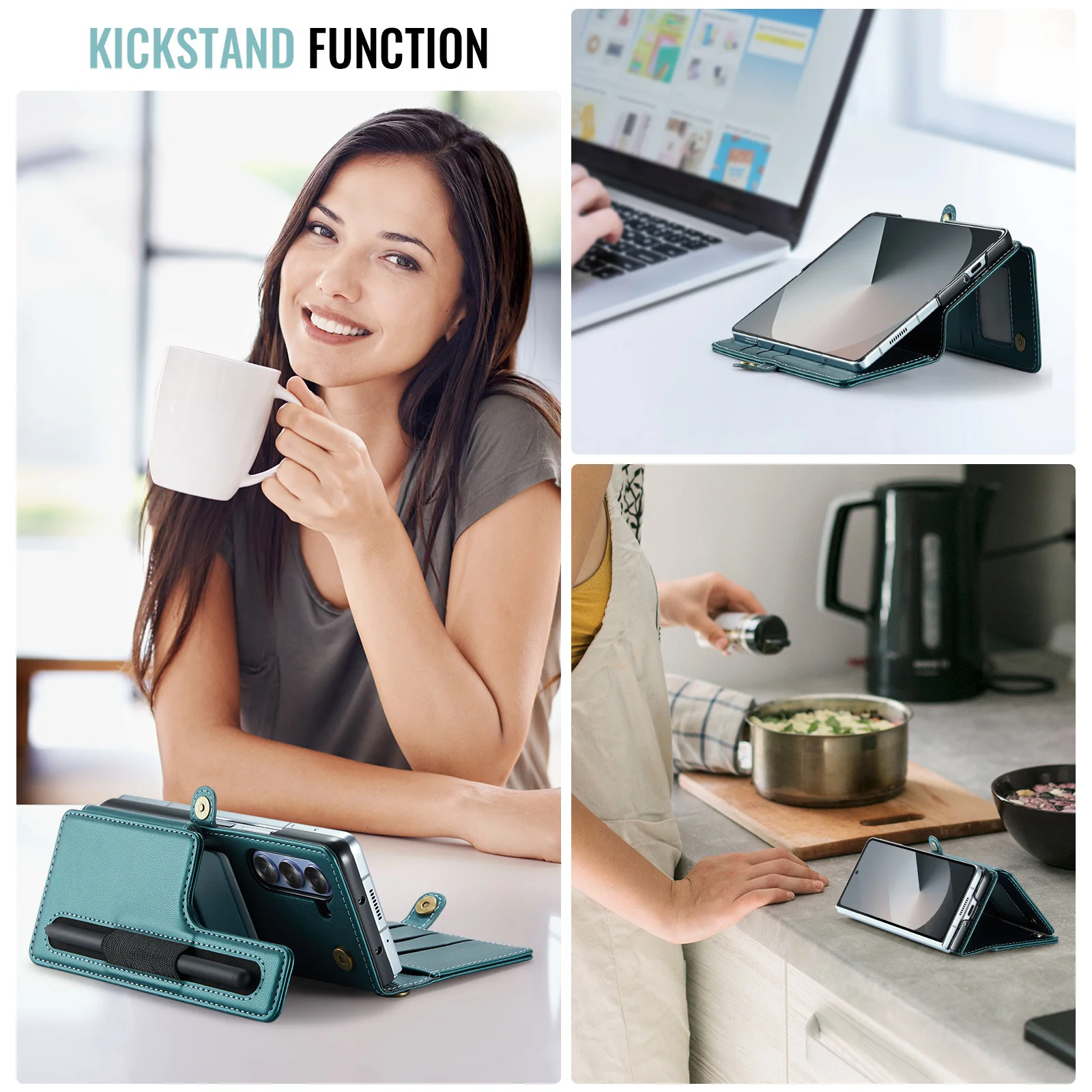 [With Hand Strap] Samsung Galaxy Z Fold7 - Business Leather Foldable Stand Wallet Case - Image 3