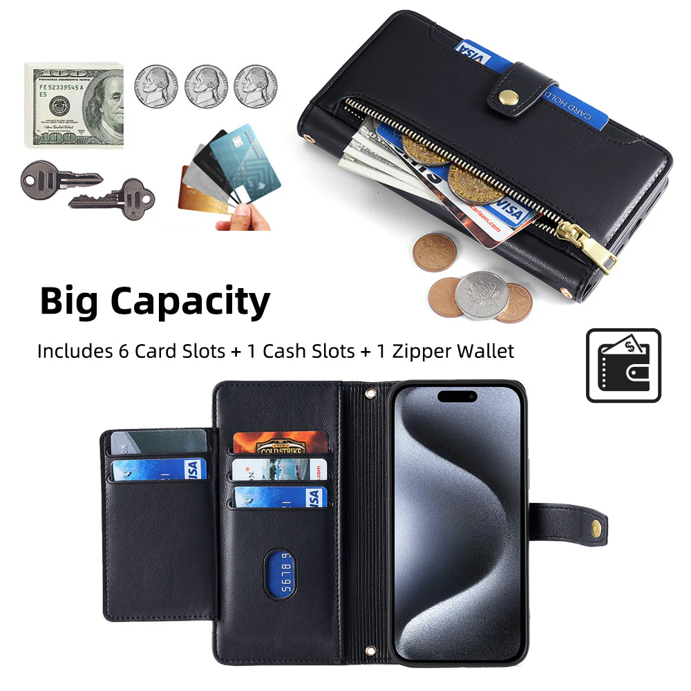 [With Lanyard] Samsung Galaxy A17 (SM-A176) PU Leather Shockproof Wallet Case With Card Slot - Image 3