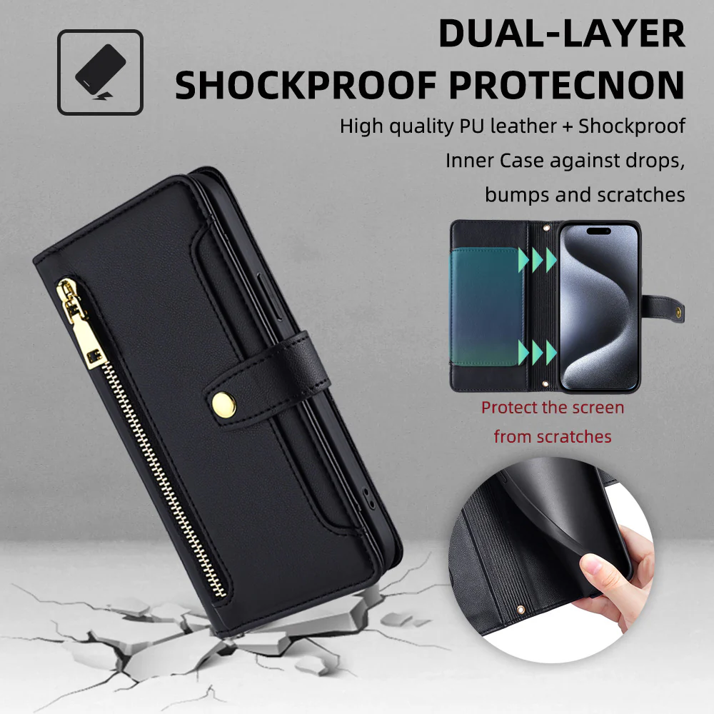 [With Lanyard] Samsung Galaxy A17 (SM-A176) PU Leather Shockproof Wallet Case With Card Slot - Image 5