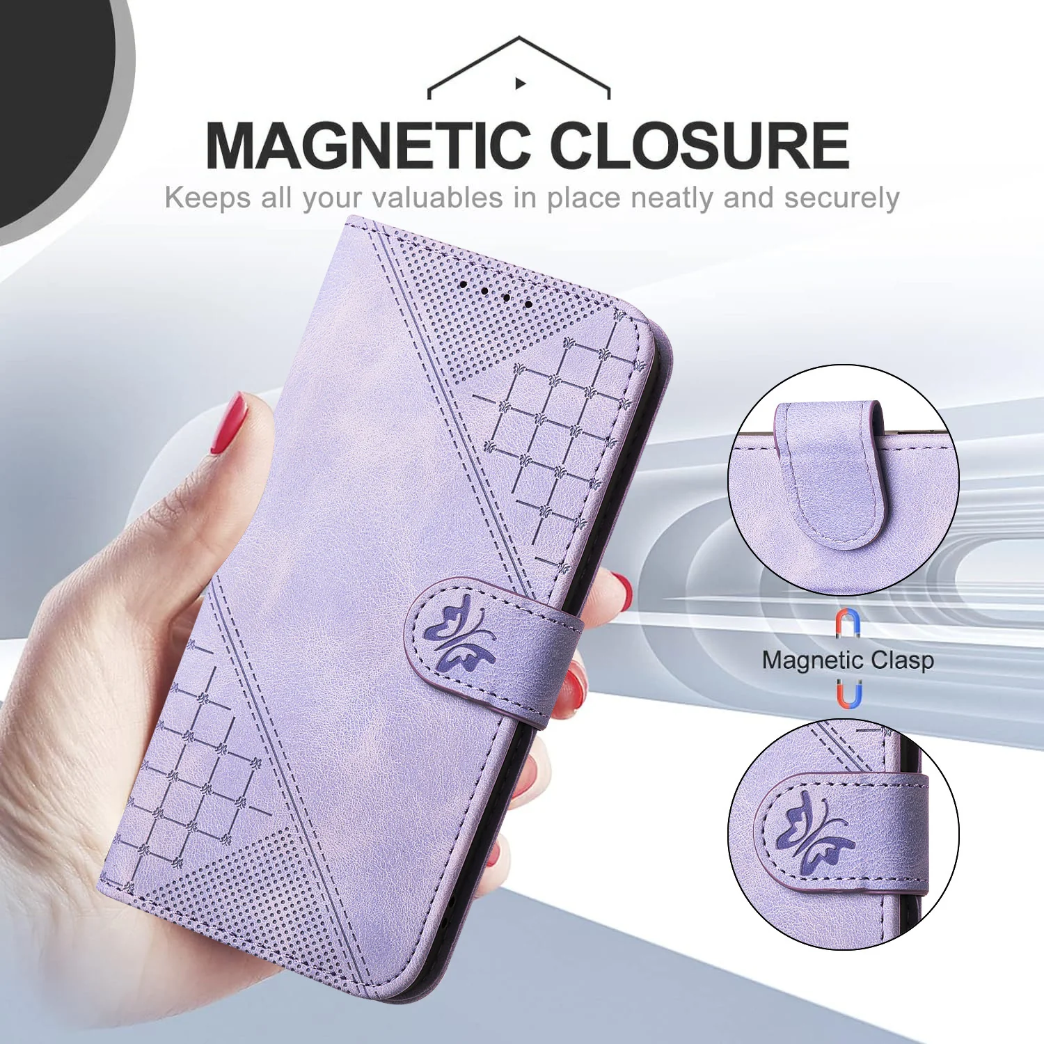 [With Lanyard][With Card Slot] Samsung Galaxy S24/Ultra/Plus/FE Matte Butterfly Print Wallet Case - Image 13