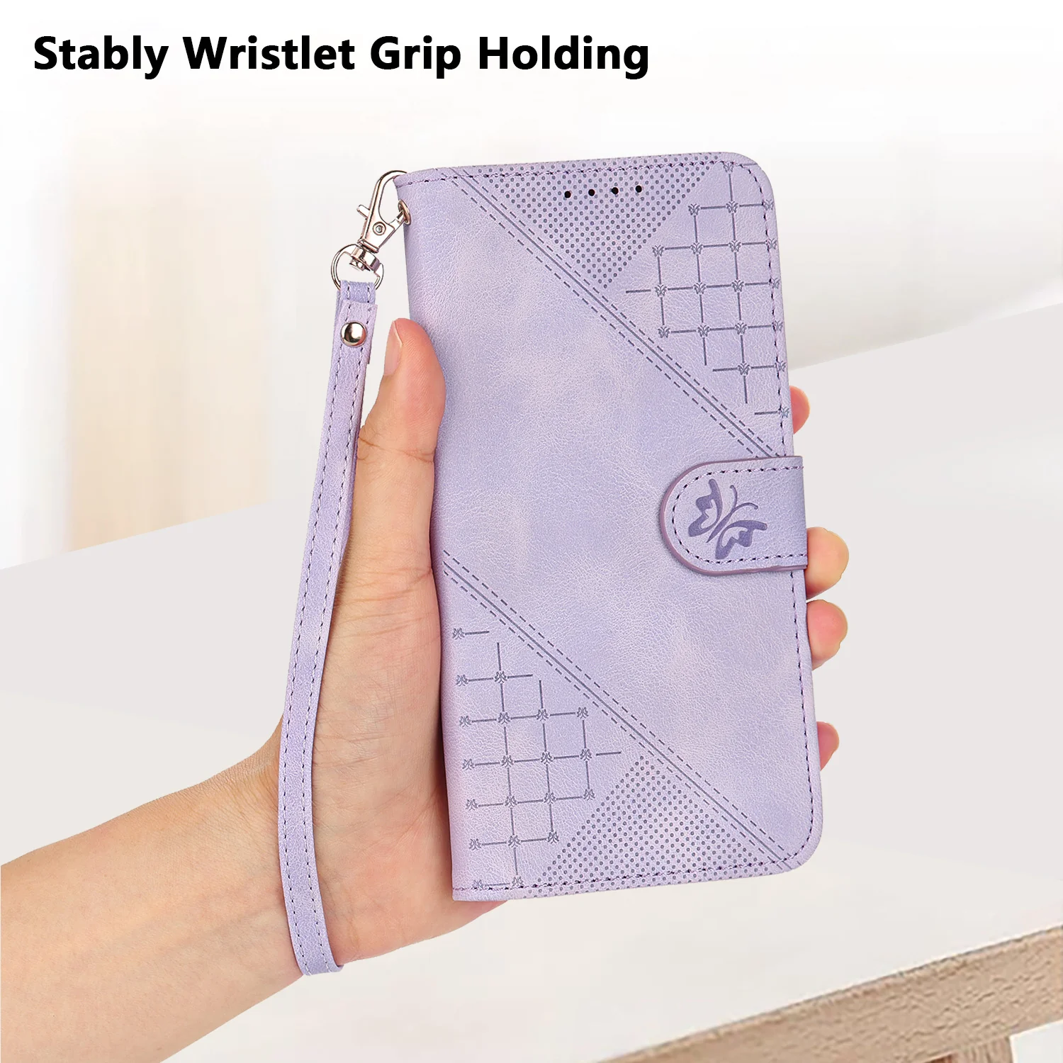 [With Lanyard][With Card Slot] Samsung Galaxy S24/Ultra/Plus/FE Matte Butterfly Print Wallet Case - Image 8