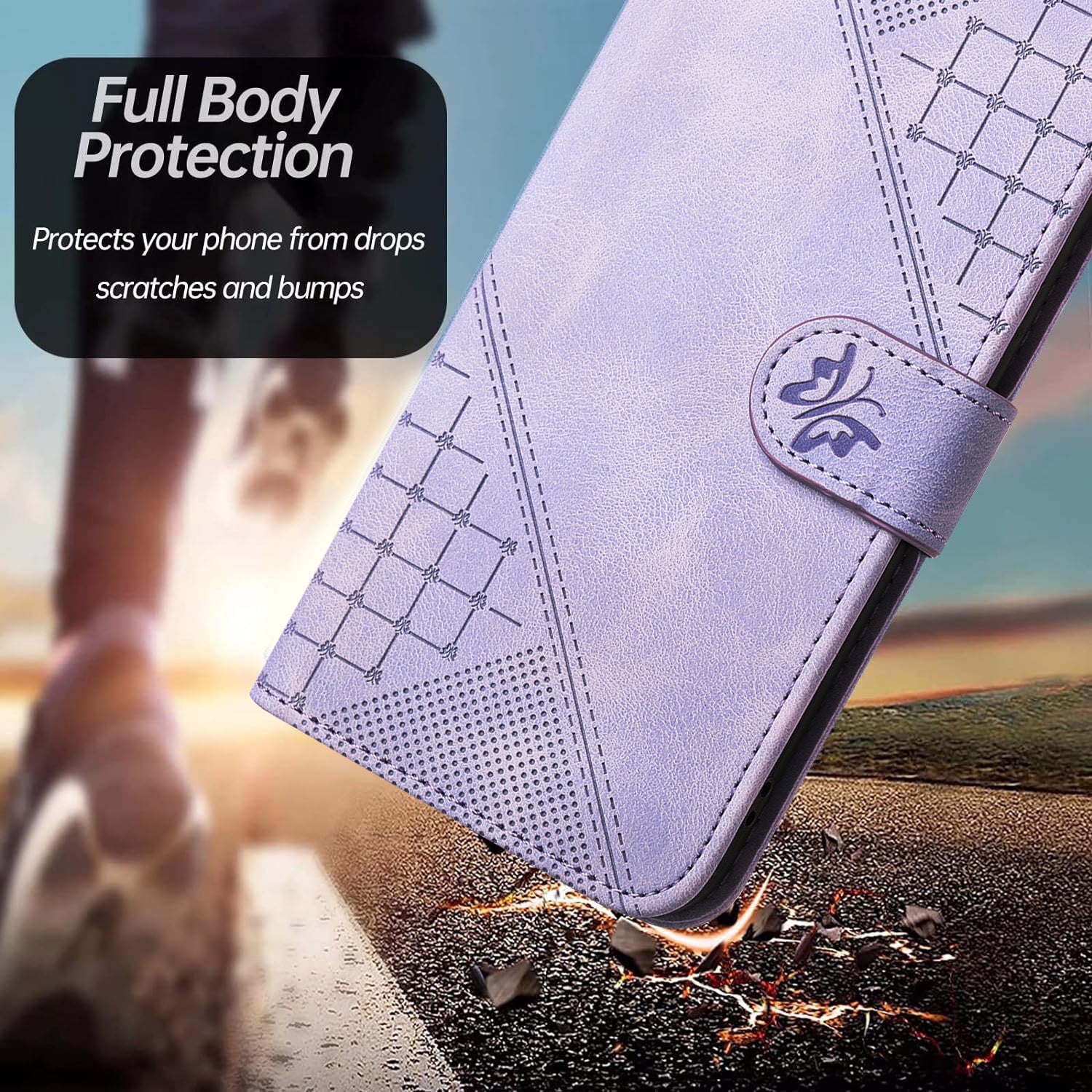 [With Lanyard][With Card Slot] Samsung Galaxy S24/Ultra/Plus/FE Matte Butterfly Print Wallet Case - Image 9