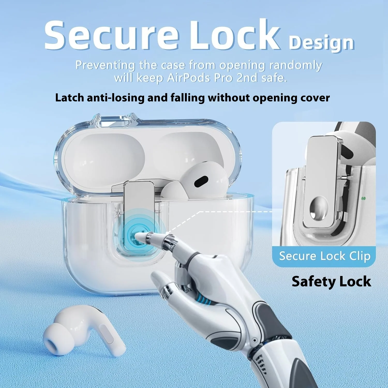 [With Lanyard][With Lock Clip]Apple AirPods Pro 1 & 2 - Charging Case Cover Heavy Duty Protecive Case - Image 3