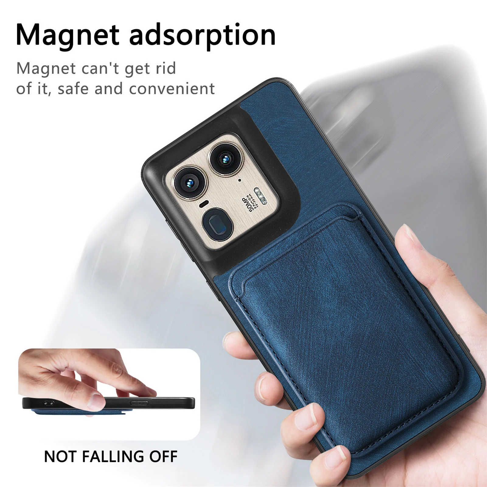 [With Magnetic Card Holder] Motorola Moto G45/G34 Leather Shockproof Essentials Series Case - Image 4