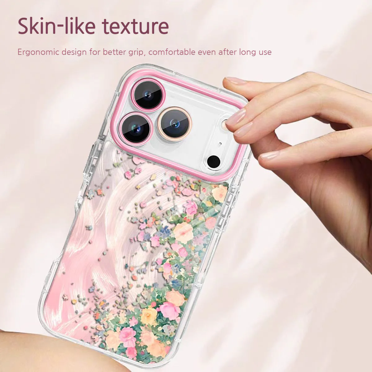 [With Pearl Lanyard] Apple iPhone 15/Plus/Pro/Pro Max - Floral Airbag Shockproof Protective Case - Image 2