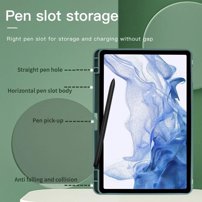 [With Pen Holder] Samsung Galaxy Tab S7/S8 11" (2020/2022) 360 Degree Swiveling Stand Shockproof Cover Case - Image 9