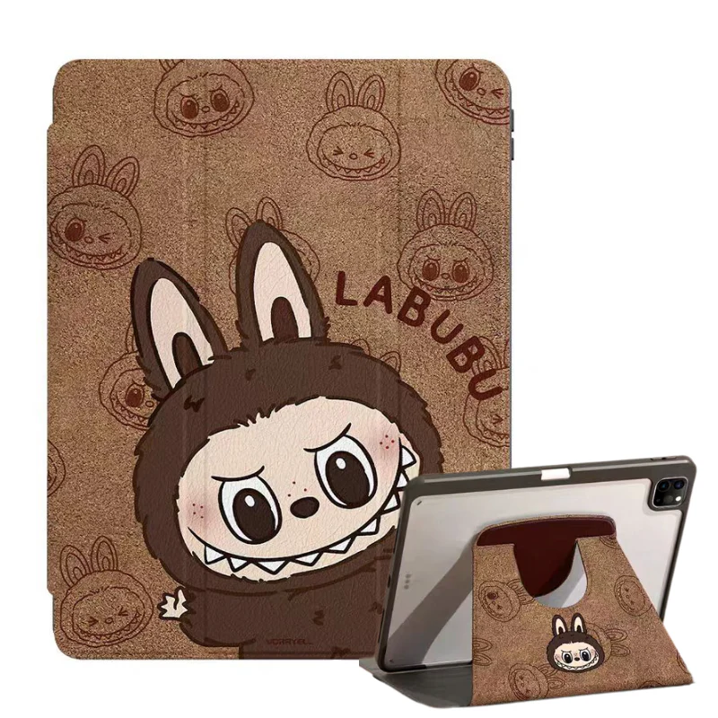 [With Pen Slot][360° Rotatable] Apple iPad Mini 6/7 8.3'' 6/7th Gen (2021/2024) Labubu Cartoon Tri-Fold Flip Protective Case