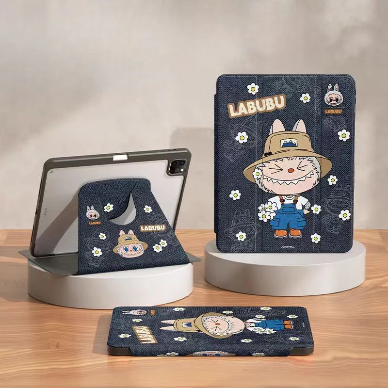 [With Pen Slot][360° Rotatable] Apple iPad Mini 6/7 8.3'' 6/7th Gen (2021/2024) Labubu Cartoon Tri-Fold Flip Protective Case - Image 2