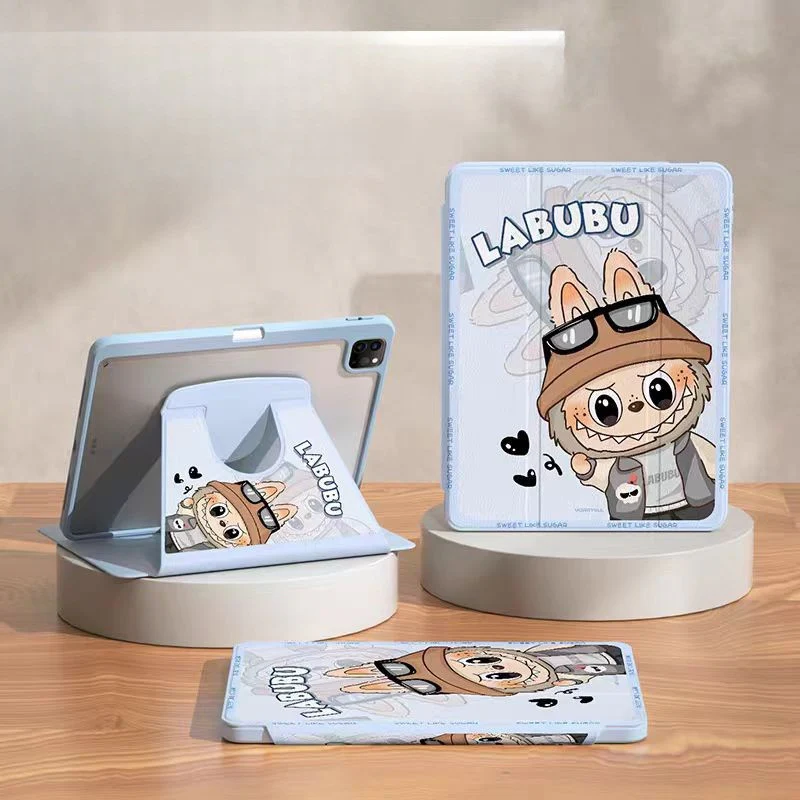 [With Pen Slot][360° Rotatable] Apple iPad Mini 6/7 8.3'' 6/7th Gen (2021/2024) Labubu Cartoon Tri-Fold Flip Protective Case - Image 3
