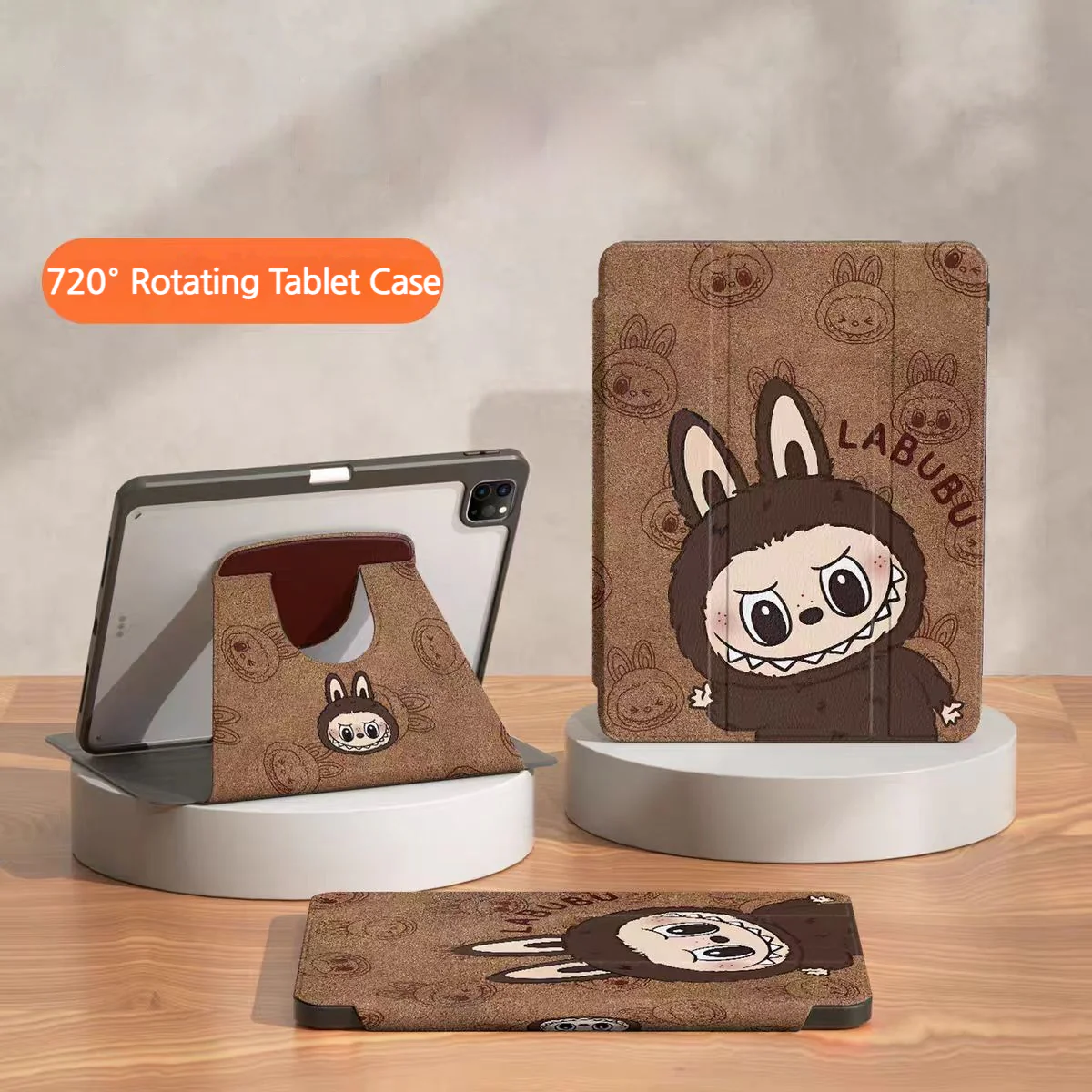 [With Pen Slot][360° Rotatable] Apple iPad Mini 6/7 8.3'' 6/7th Gen (2021/2024) Labubu Cartoon Tri-Fold Flip Protective Case - Image 8