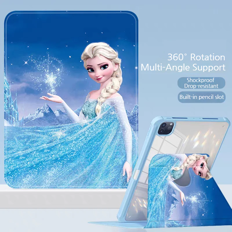 [With Pen Slot] Apple iPad Mini 6/7 8.3'' 6/7th Gen (2021/2024) Elsa Princess Rotatable Shockproof Acrylic Protective Case - Image 8