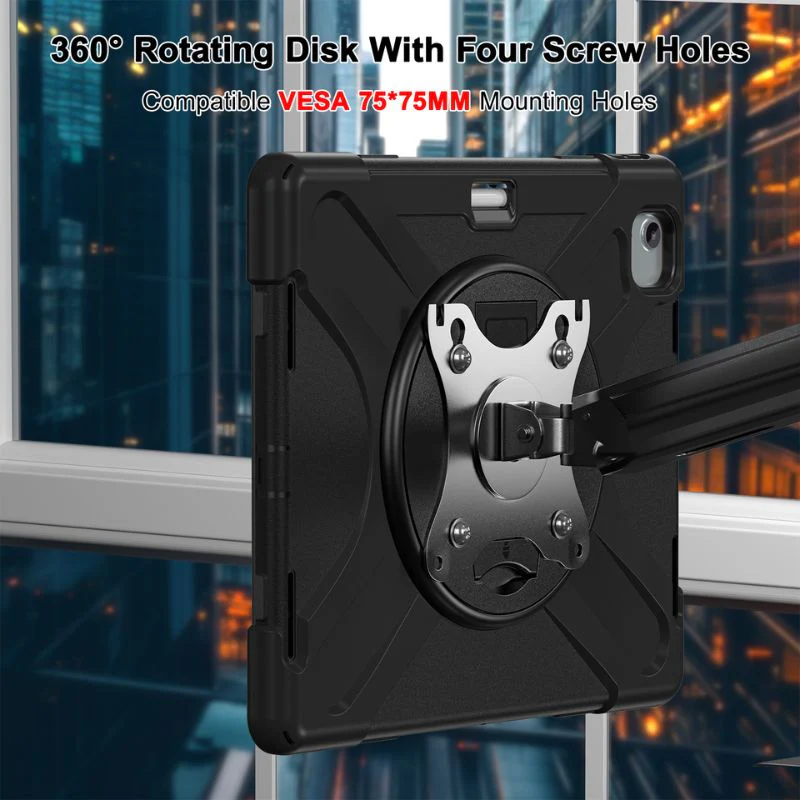 [With Pen Slot] [Built-in Stand] Apple iPad Air 13-inch M2/M3 (2024/2025) Full Body 360 Degree Turntable Heavy Duty Series Case With Screws - Image 5