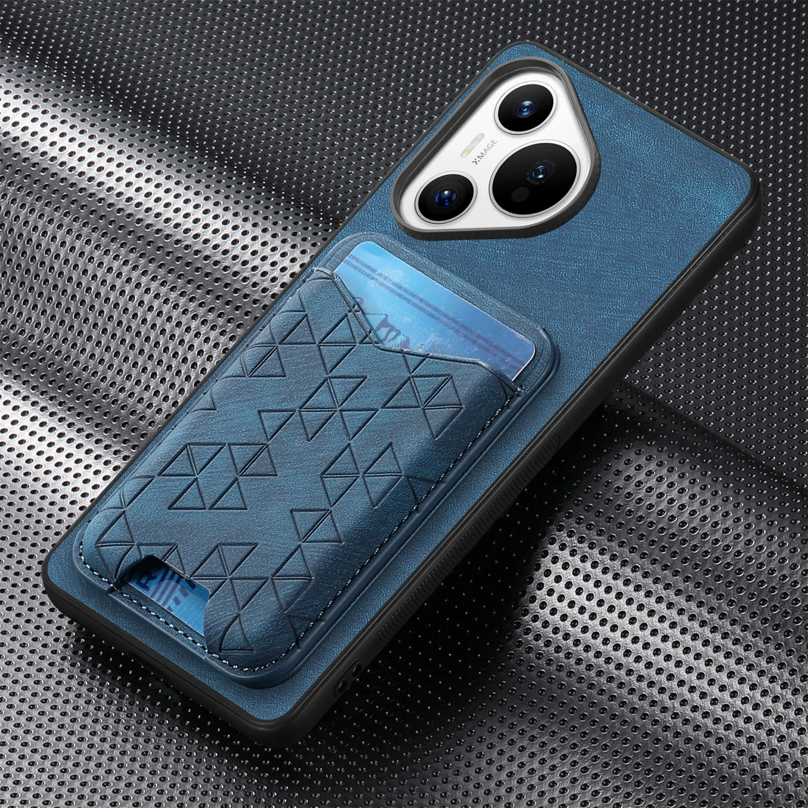 [With Pen Slot] Huawei P50/Pro Minimalist Folding Bracket Protective Genuine Leather Series Case - Image 12