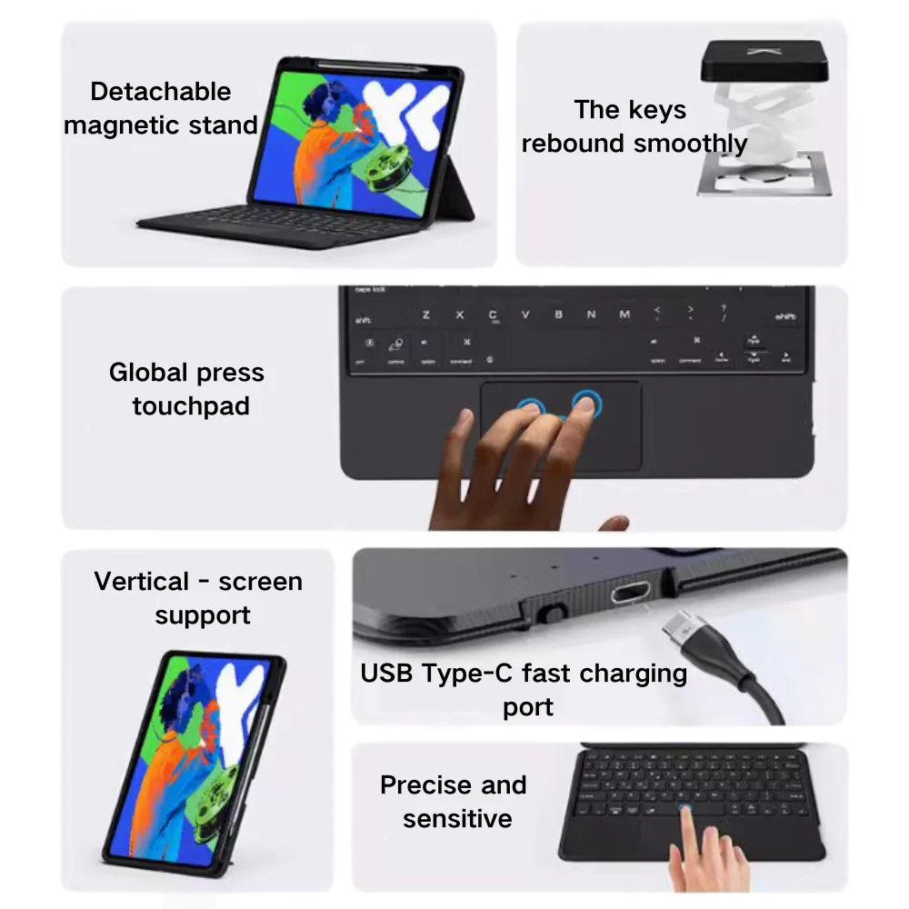[With Pen Slot] Lenovo Tab M11 11.0" 2024 (TB-330XU/330FU) - Bluetooth Magnetic Detachable Magic Backlight Keyboard Case With Mouse - Image 5