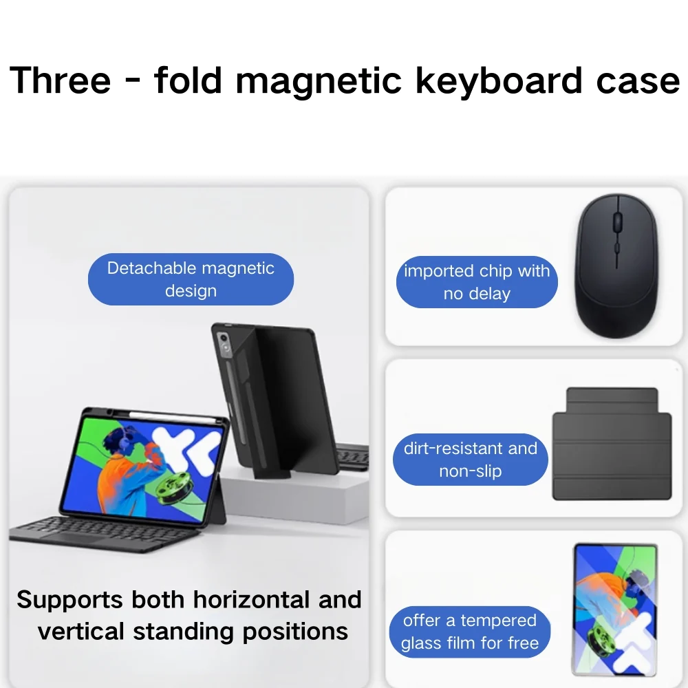 [With Pen Slot] Lenovo Tab M11 11.0" 2024 (TB-330XU/330FU) - Bluetooth Magnetic Detachable Magic Backlight Keyboard Case With Mouse - Image 7