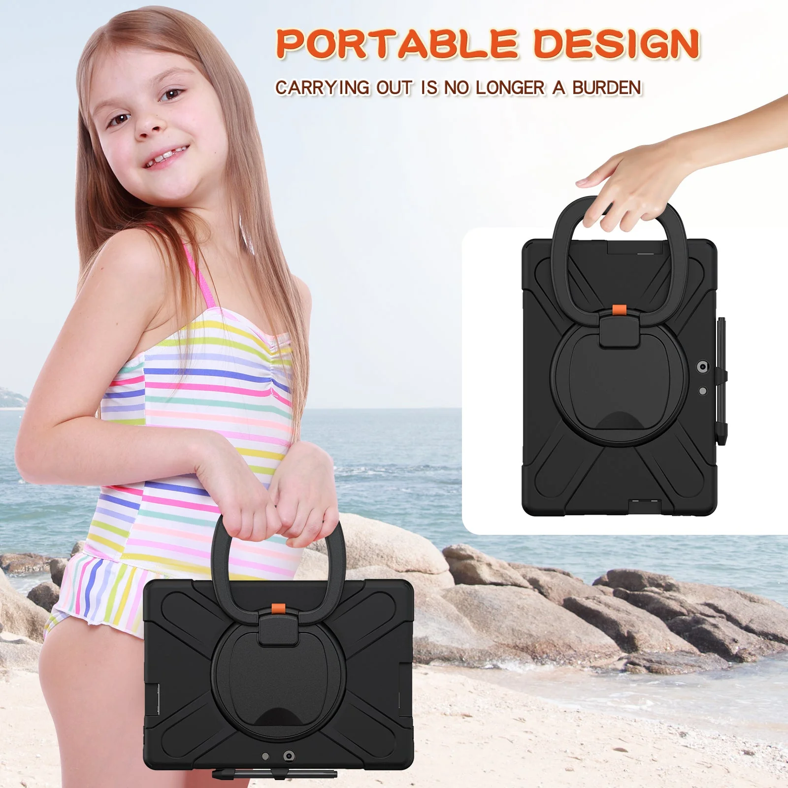 [With Pen Slot] Microsoft Surface Pro X - 360 Degree Rotate Shockproof Heavy Duty Tough Stand Handle Ring Holder Case Cover - Image 12