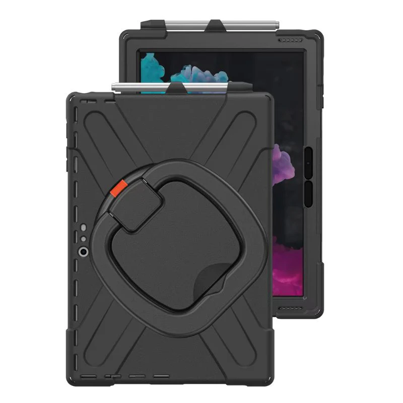 [With Pen Slot] Microsoft Surface Pro X - 360 Degree Rotate Shockproof Heavy Duty Tough Stand Handle Ring Holder Case Cover - Image 3