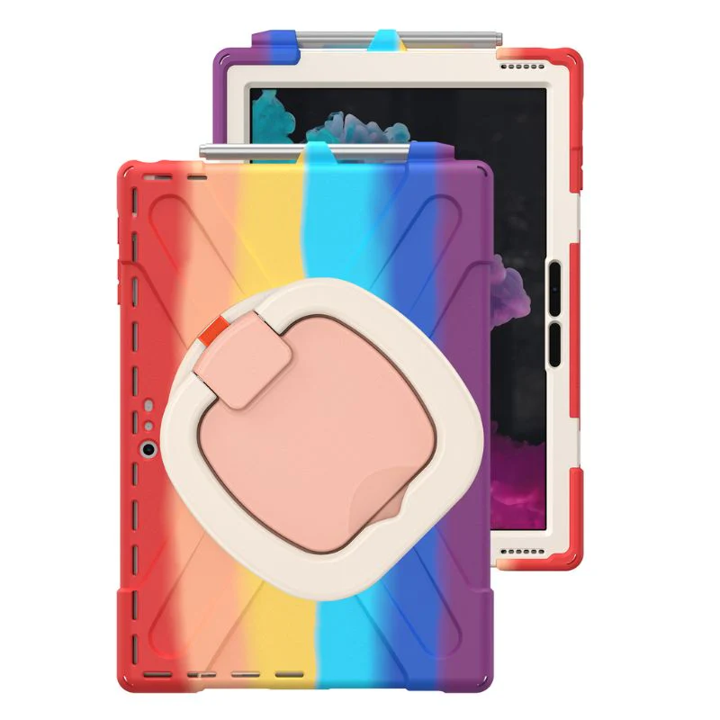 [With Pen Slot] Microsoft Surface Pro X - 360 Degree Rotate Shockproof Heavy Duty Tough Stand Handle Ring Holder Case Cover - Image 4