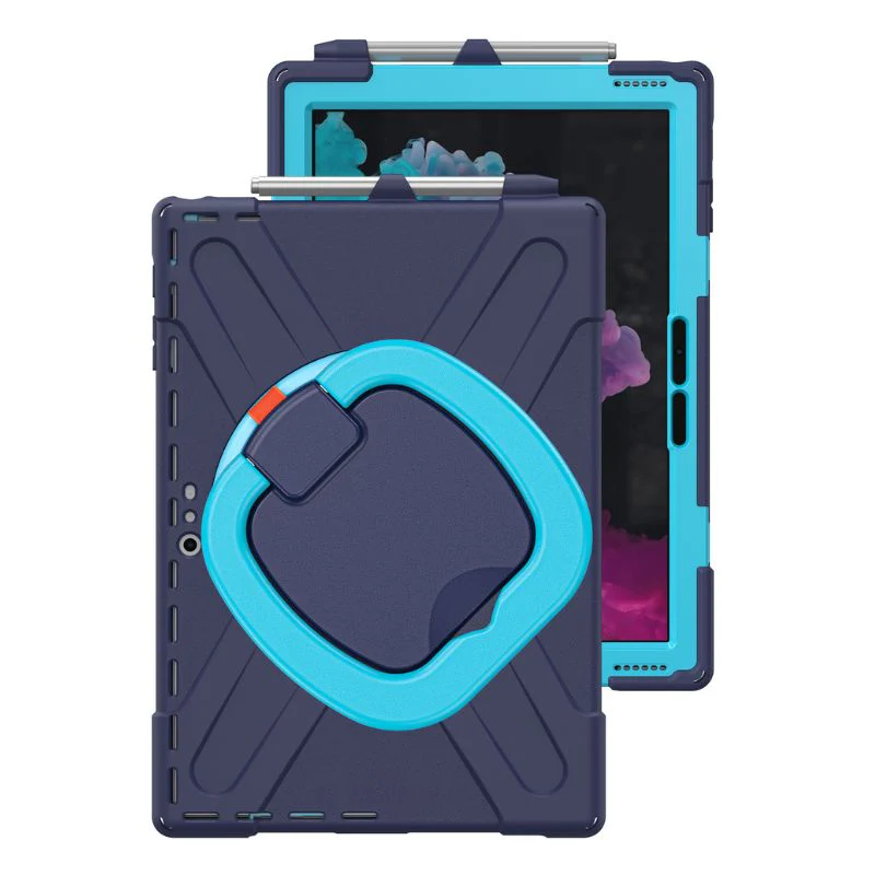 [With Pen Slot] Microsoft Surface Pro X - 360 Degree Rotate Shockproof Heavy Duty Tough Stand Handle Ring Holder Case Cover - Image 5
