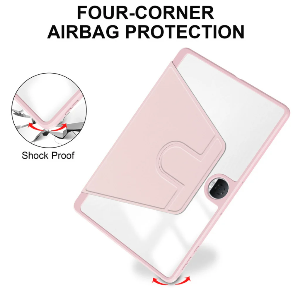 [With Pen Slot] OnePlus Pad Go - Acrylic Transparent Rotating Stand Protective Case - Image 10