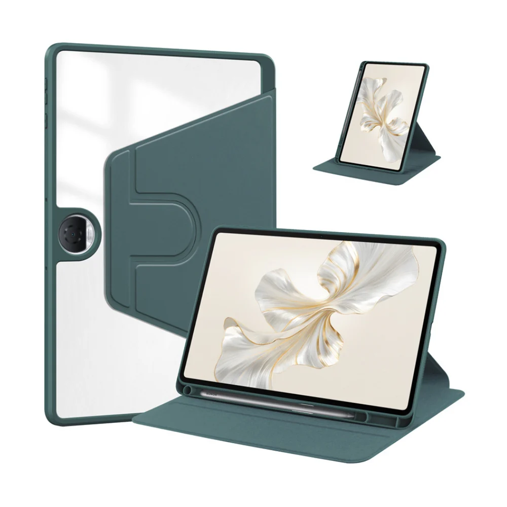 [With Pen Slot] OnePlus Pad Go - Acrylic Transparent Rotating Stand Protective Case - Image 3