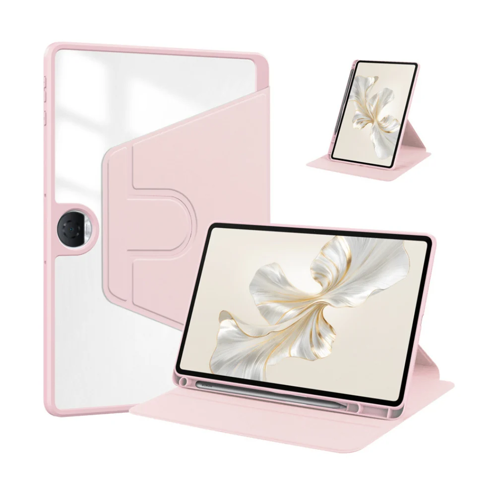 [With Pen Slot] OnePlus Pad Go - Acrylic Transparent Rotating Stand Protective Case - Image 6