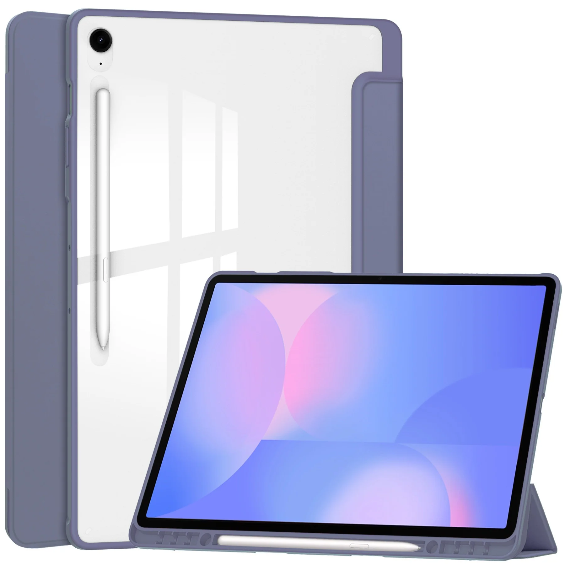 [With Pen Slot] Samsung Galaxy Tab S11 (2025) 11" - Acrylic Transparent Foldable Flip Cover Case