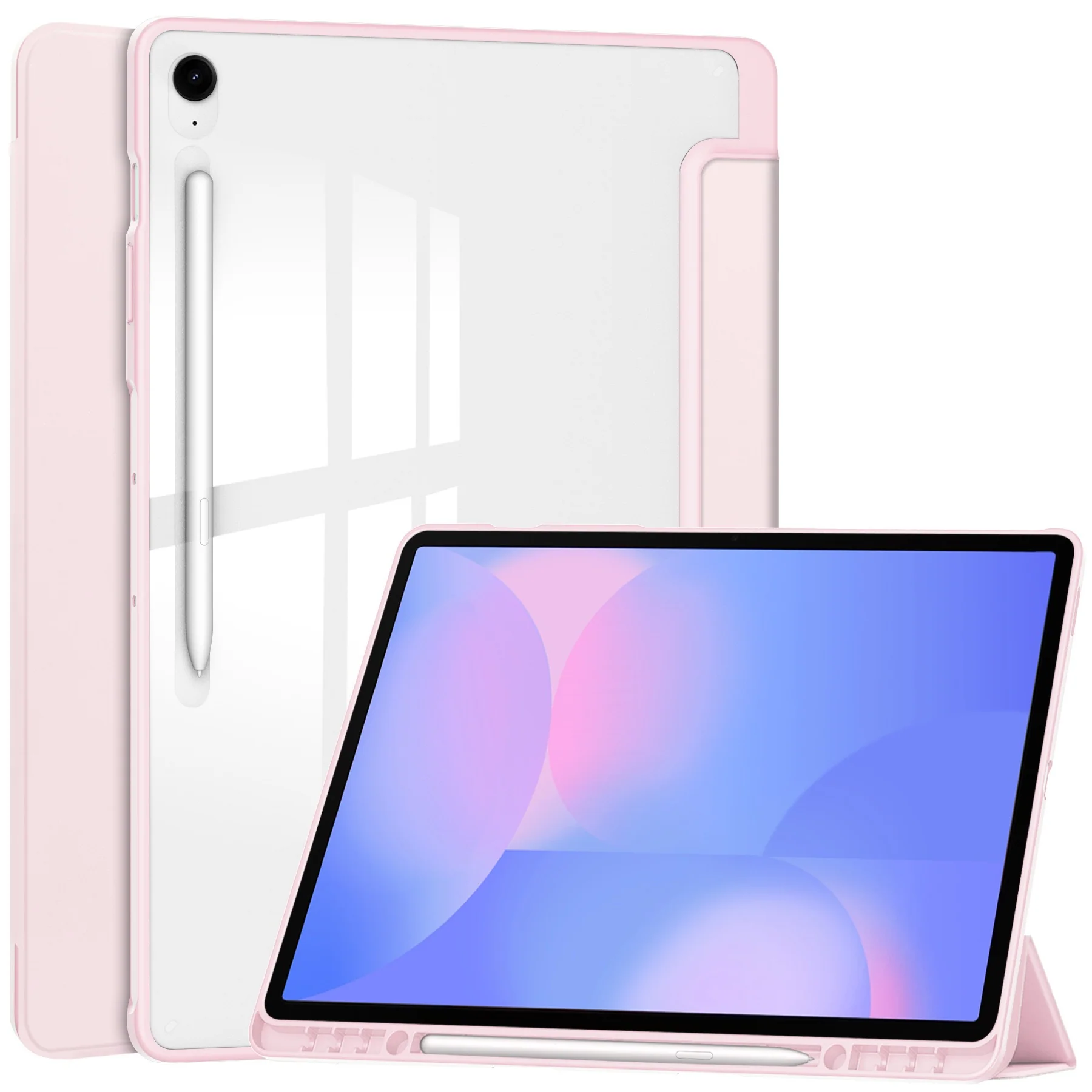[With Pen Slot] Samsung Galaxy Tab S11 (2025) 11" - Acrylic Transparent Foldable Flip Cover Case - Image 11