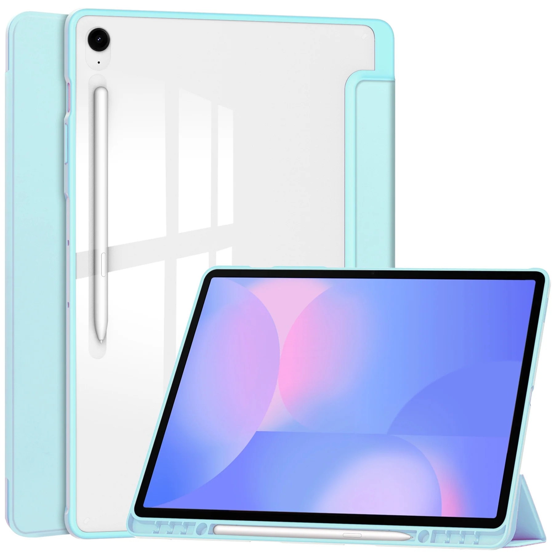 [With Pen Slot] Samsung Galaxy Tab S11 (2025) 11" - Acrylic Transparent Foldable Flip Cover Case - Image 12