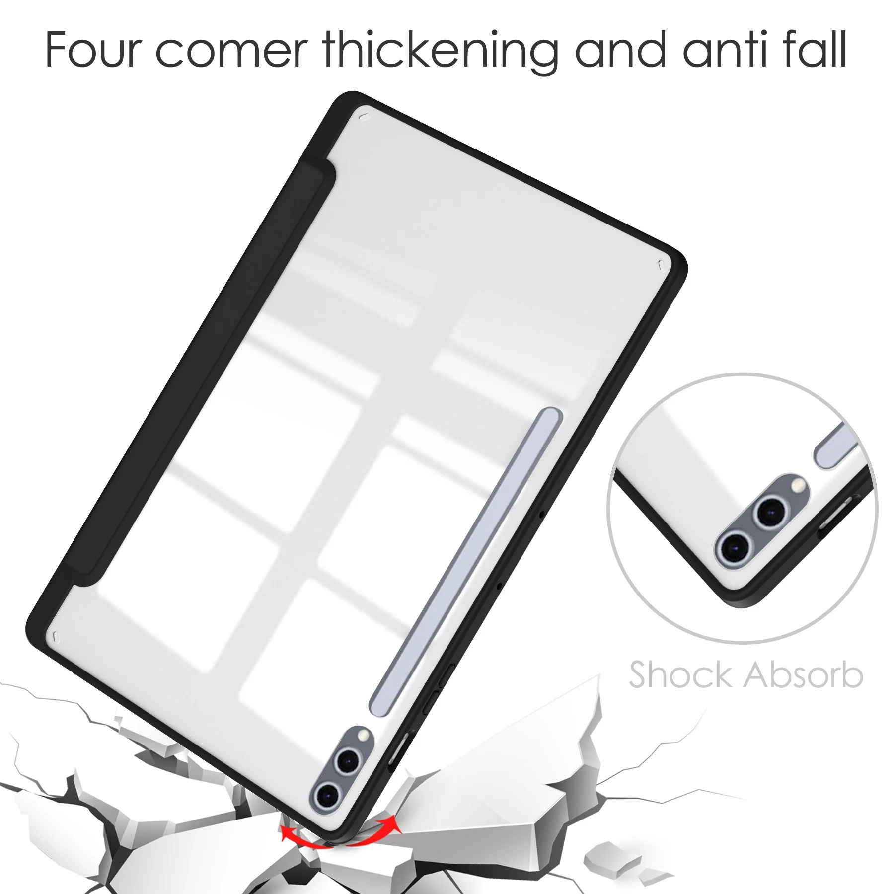 [With Pen Slot] Samsung Galaxy Tab S11 (2025) 11" - Acrylic Transparent Foldable Flip Cover Case - Image 6
