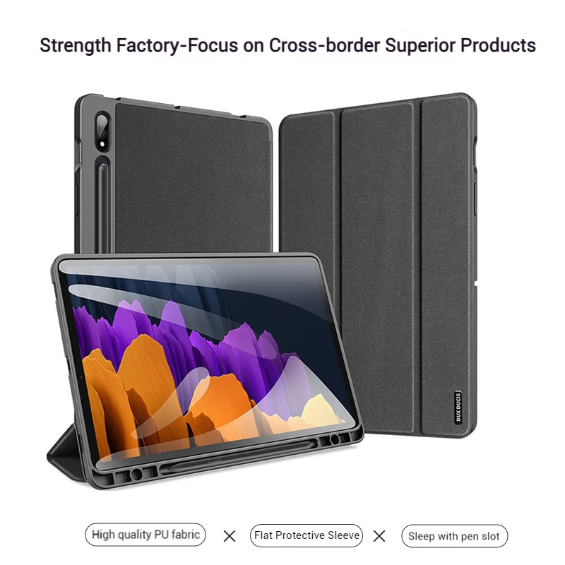 [With Pen Slot] Samsung Galaxy Tab S10 FE Plus (2025) 13.1" Premium PU Fabric Texture Shockproof Case - Image 8
