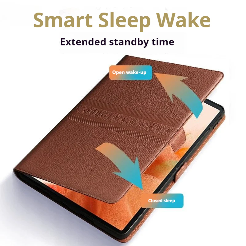 [With Pen Slot] Samsung Galaxy Tab S9 11“ (SM-X710) - Business Shockproof Flip Genuine Leather Case - Image 3