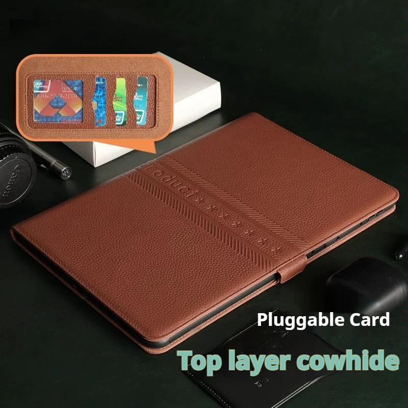 [With Pen Slot] Samsung Galaxy Tab S9 11“ (SM-X710) - Business Shockproof Flip Genuine Leather Case - Image 7