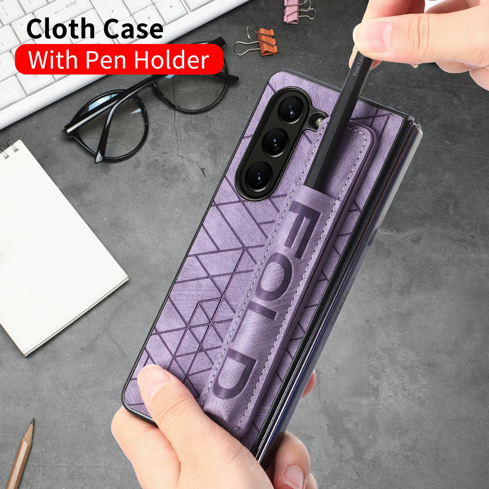 [With Pen Slot] Samsung Galaxy Z Fold6 (SM-F956) Foldable Vegan Leather Shockproof Case - Image 14