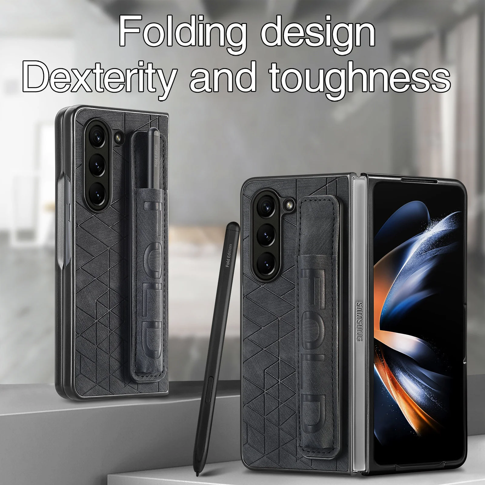 [With Pen Slot] Samsung Galaxy Z Fold6 (SM-F956) Foldable Vegan Leather Shockproof Case - Image 15